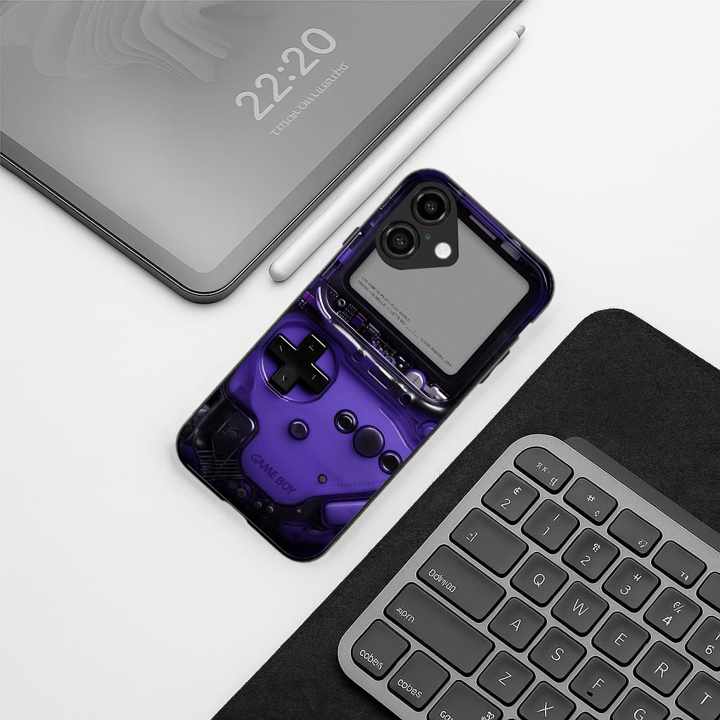 Game Boy Classic Purple pattern phone case for iphone 16 | Glass case