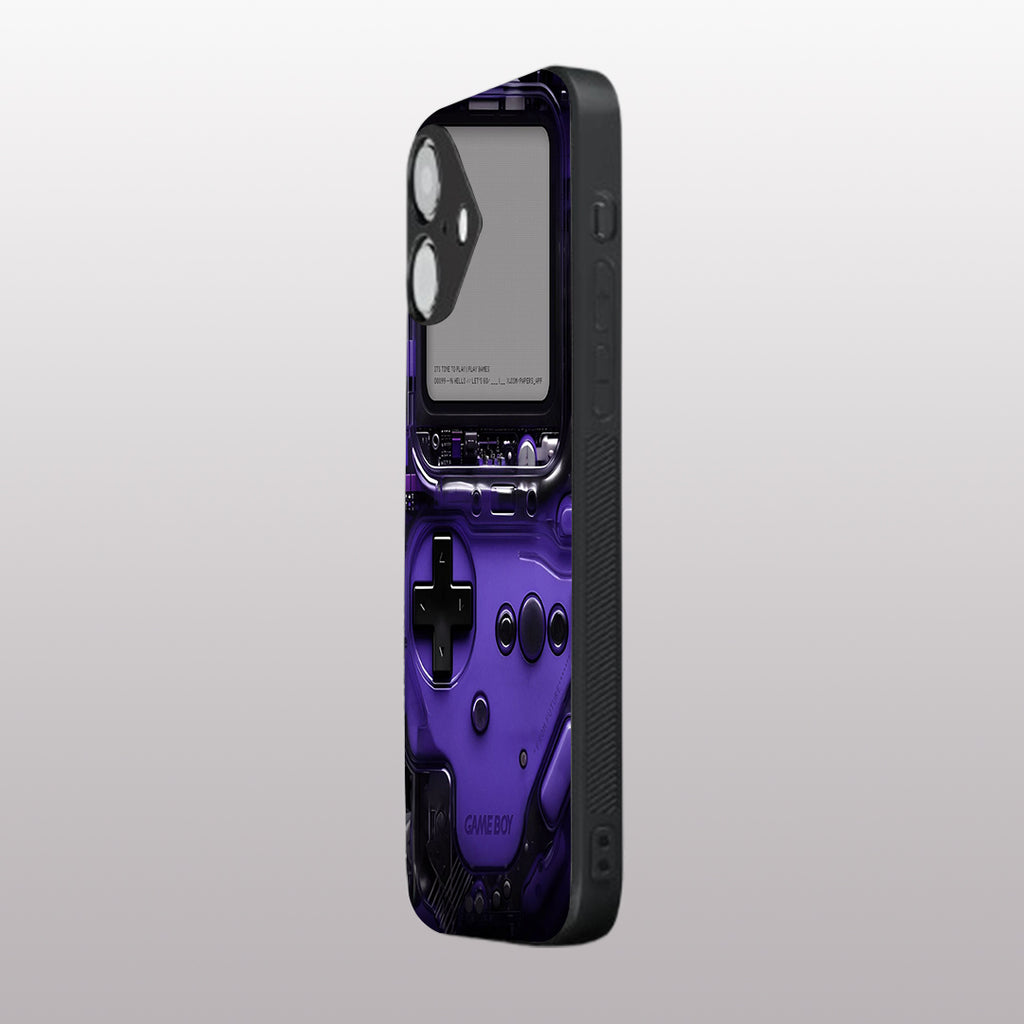 Game Boy Classic Purple pattern phone case for iphone 16 plus | Glass case