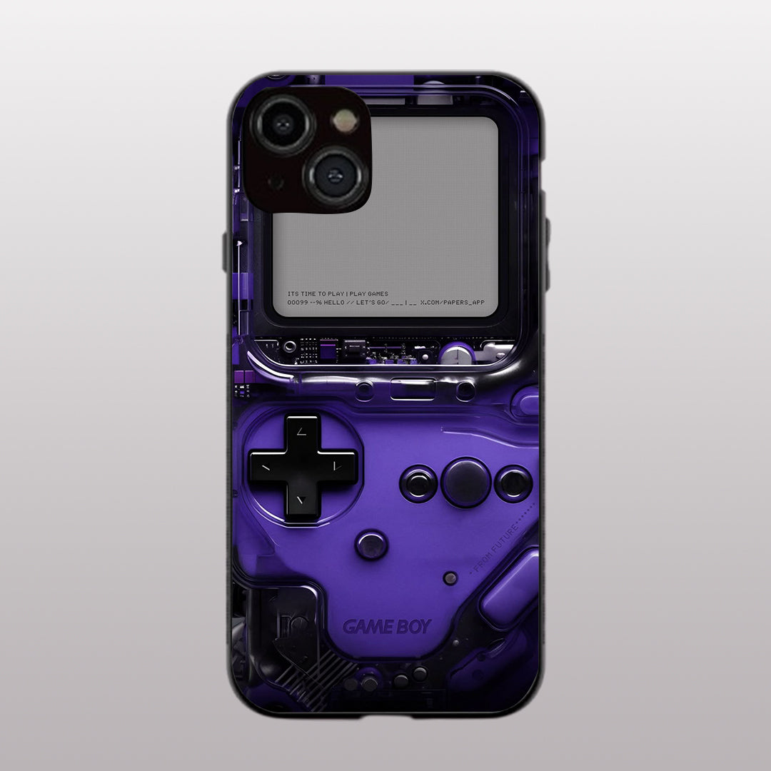 Game Boy Classic Purple pattern phone case for iphone 14 plus | Glass case