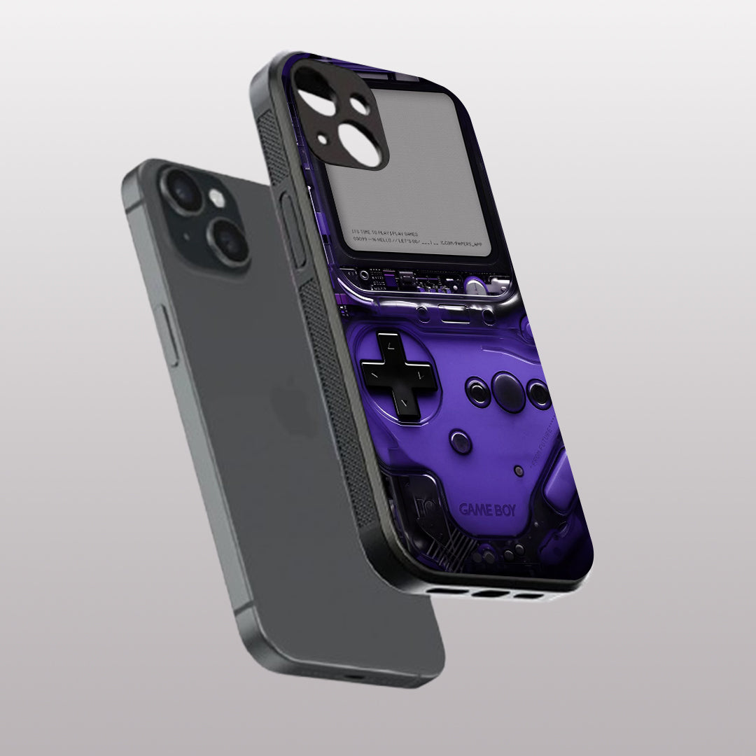 Game Boy Classic Purple pattern phone case for iphone 15 plus | Glass case
