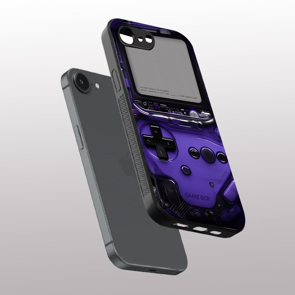 Game Boy Classic Purple pattern phone case for iphone 16E | Glass case