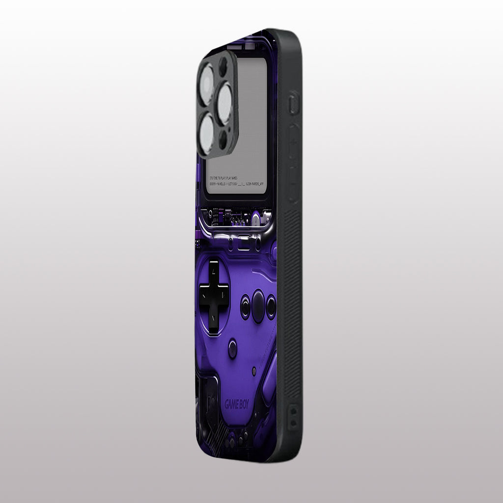Game Boy Classic Purple pattern phone case for iphone 16 pro max | Glass case