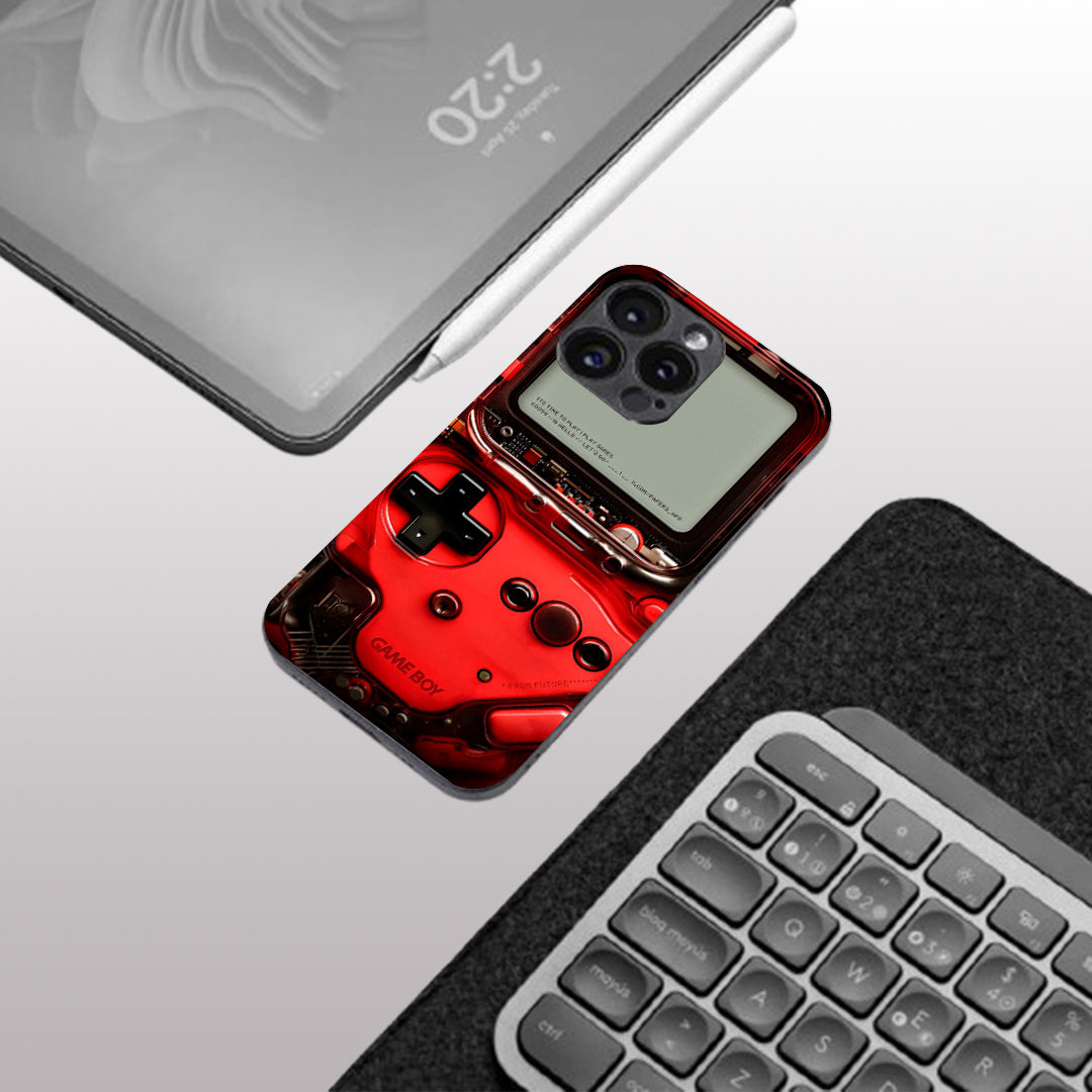 Game Boy Classic Red pattern phone case for iphone 14 pro max | Glass case