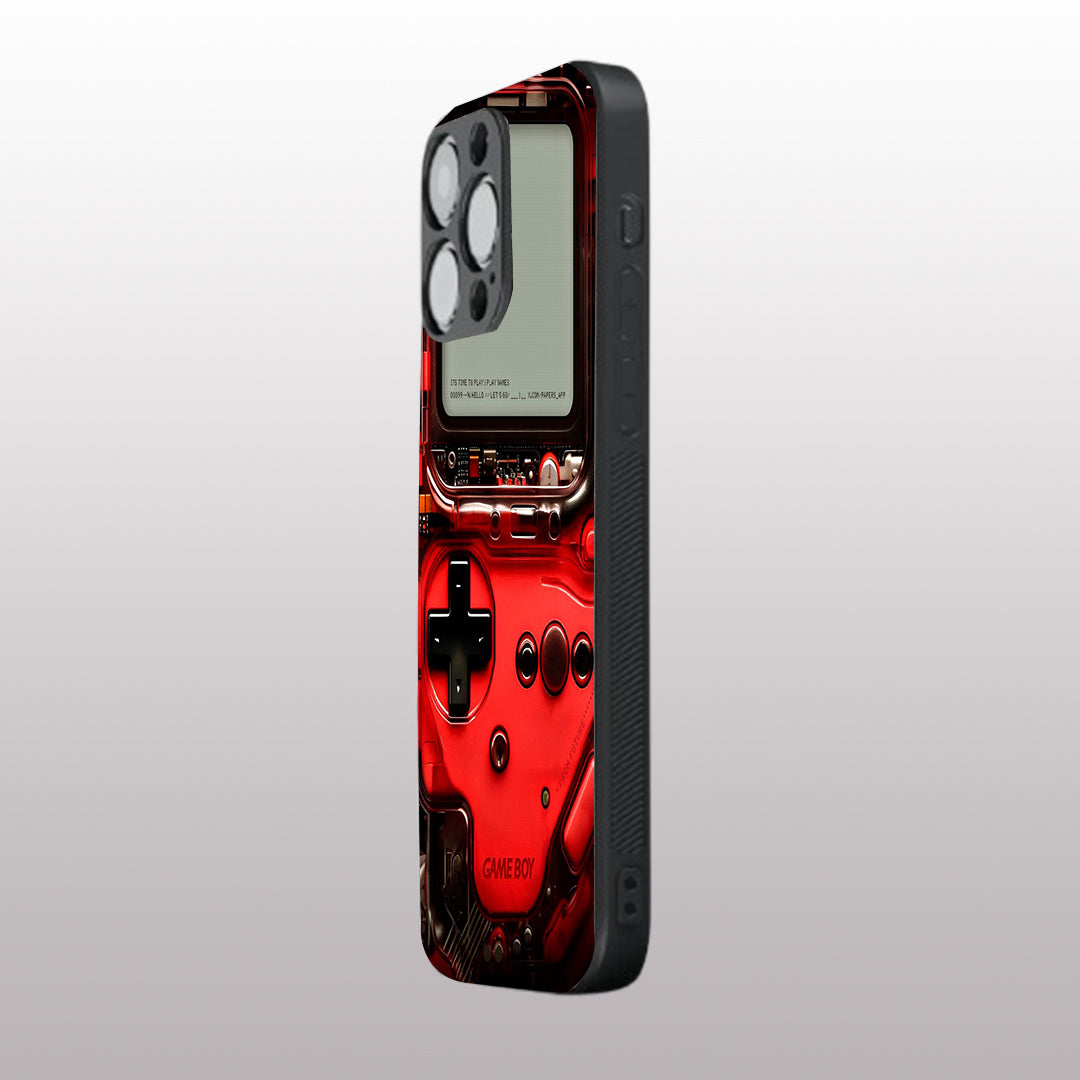 Game Boy Classic Red pattern phone case for iphone 15 pro max | Glass case