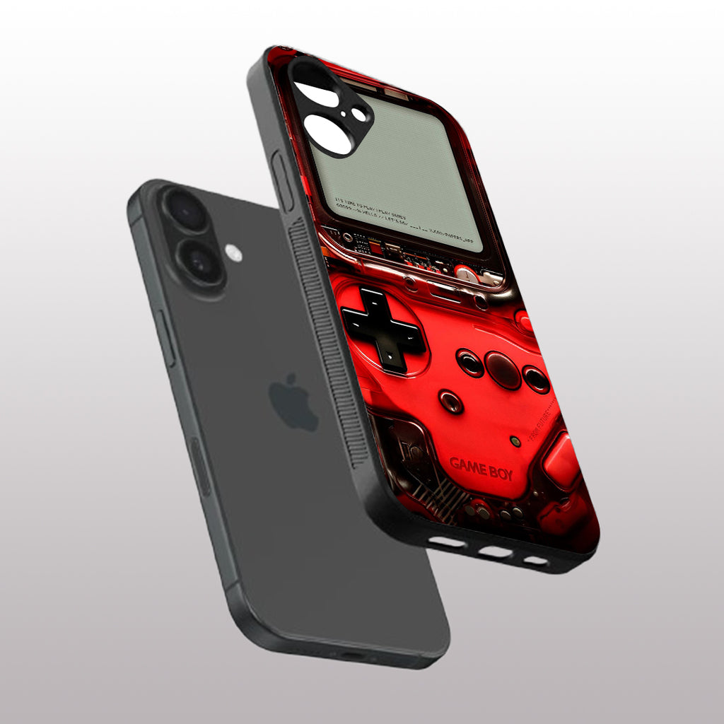 Game Boy Classic Red pattern phone case for iphone 16 plus | Glass case