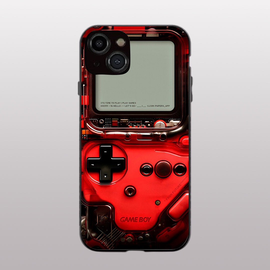 Game Boy Classic Red pattern phone case for iphone 15 plus | Glass case