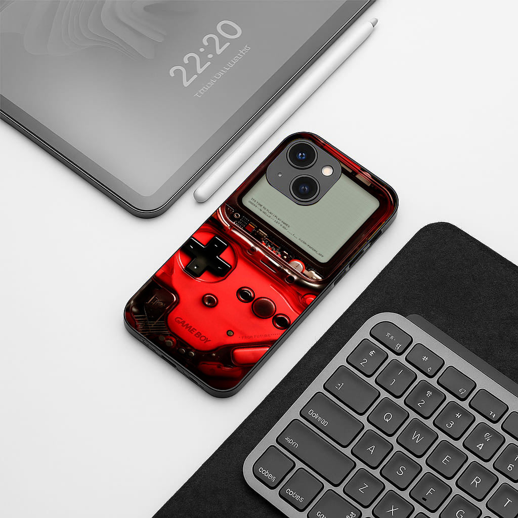 Game Boy Classic Red pattern phone case for iphone 15 | Glass case