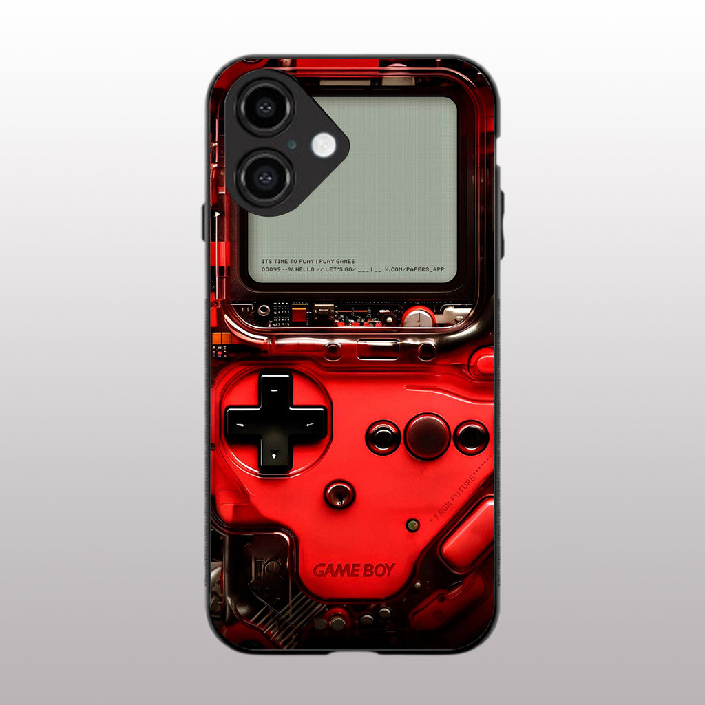 Game Boy Classic Red pattern phone case for iphone 16 plus | Glass case