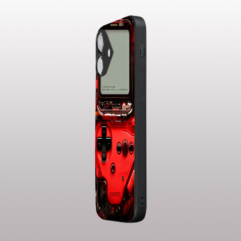 Game Boy Classic Red pattern phone case for iphone 16 plus | Glass case
