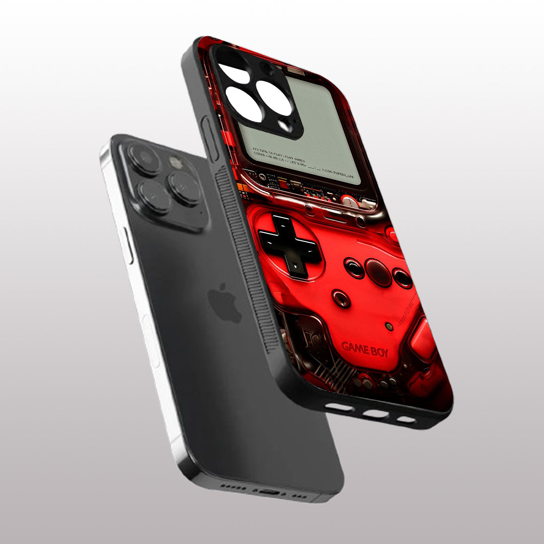 Game Boy Classic Red pattern phone case for iphone 14 pro max | Glass case