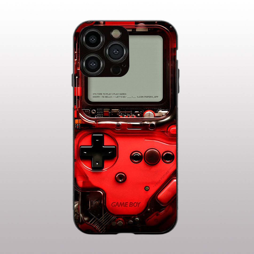 Game Boy Classic Red pattern phone case for iphone 15 pro max | Glass case