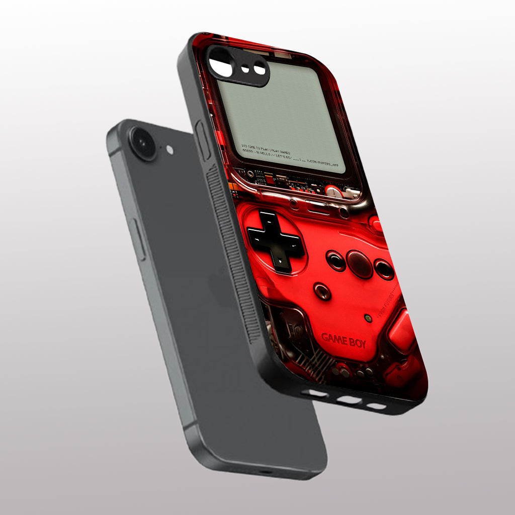 Game Boy Classic Red pattern phone case for iphone 16E| | Glass case