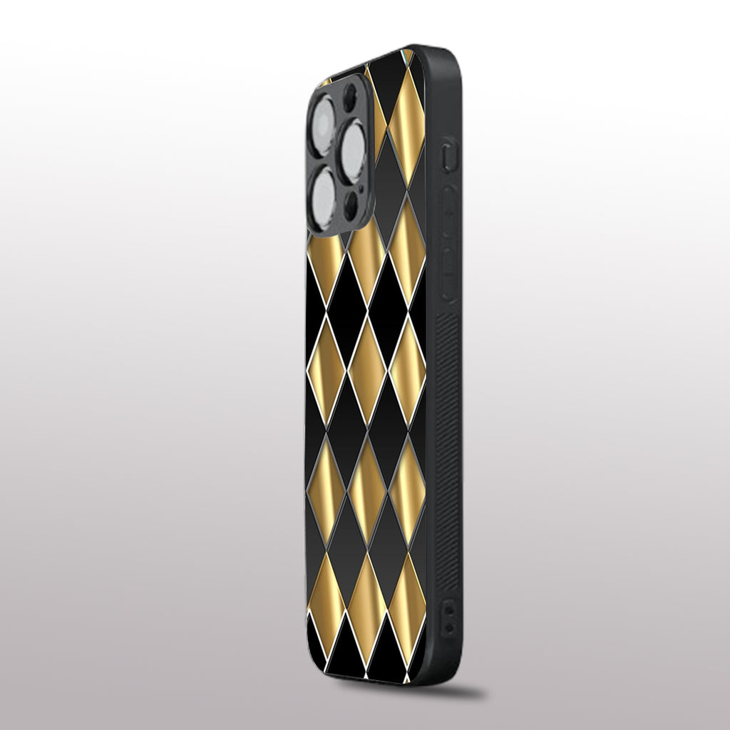 Golden Chessboard pattern phone case for iphone 11 pro max |Glass case