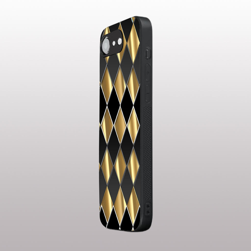 Golden Chessboard pattern phone case for iphone 16E | Glass case