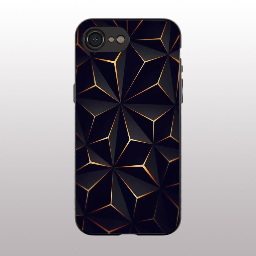 Golden Facets Geomettric pattern phone case for iphone 16E | Glass case