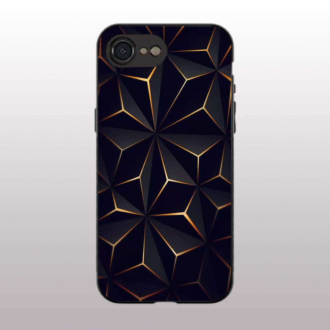 Golden Facets Geomettric pattern phone case for iphone 16E | Glass case