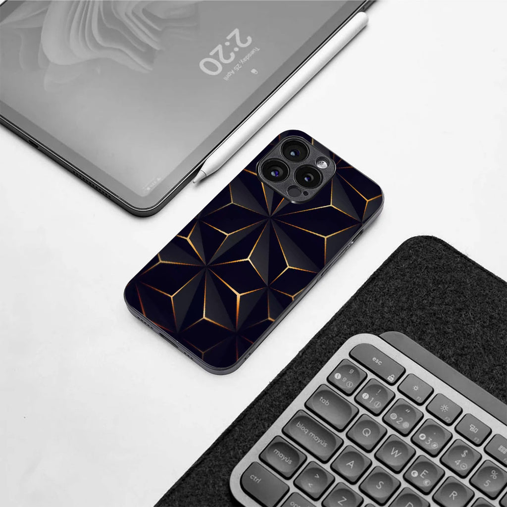 Golden Facets Geomettric pattern phone case for iphone 11 pro max|Glass case
