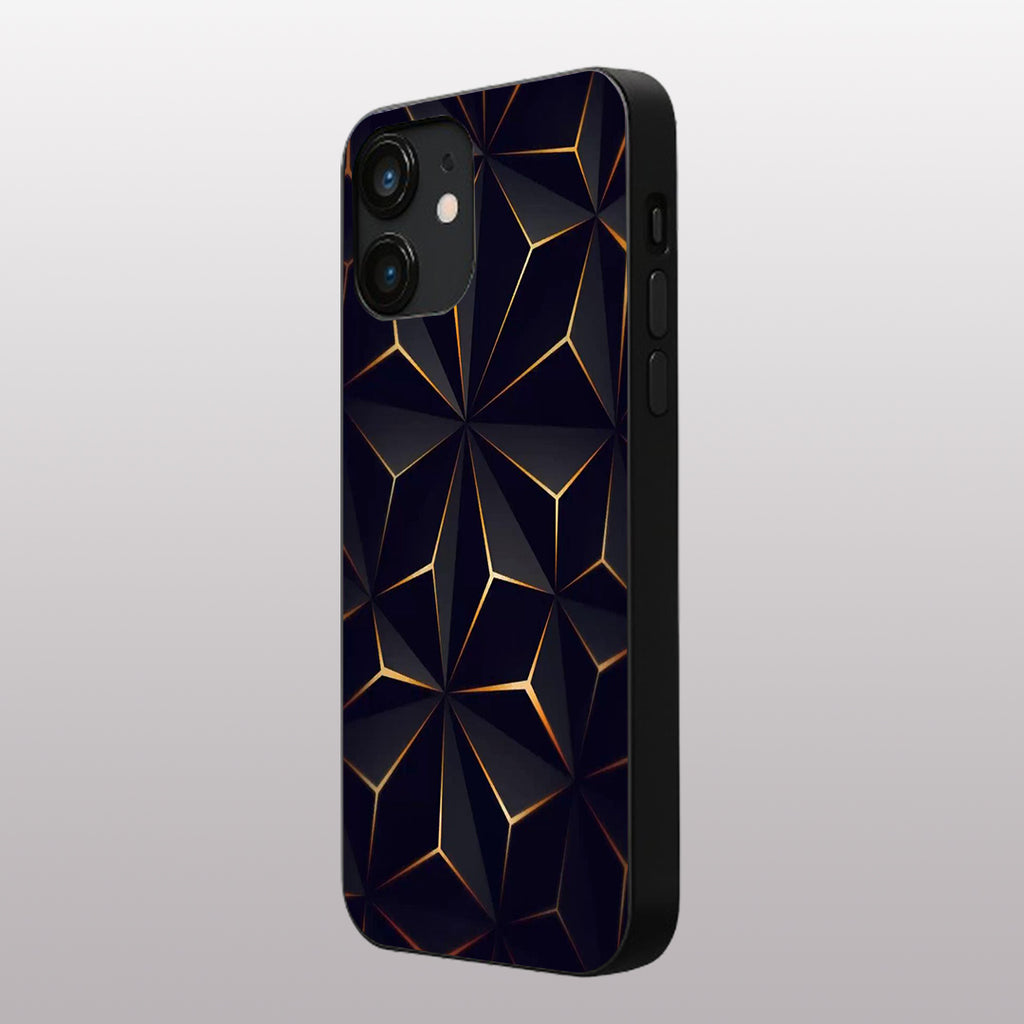 Golden Facets Geomettric pattern phone case for iphone 12 |Glass case