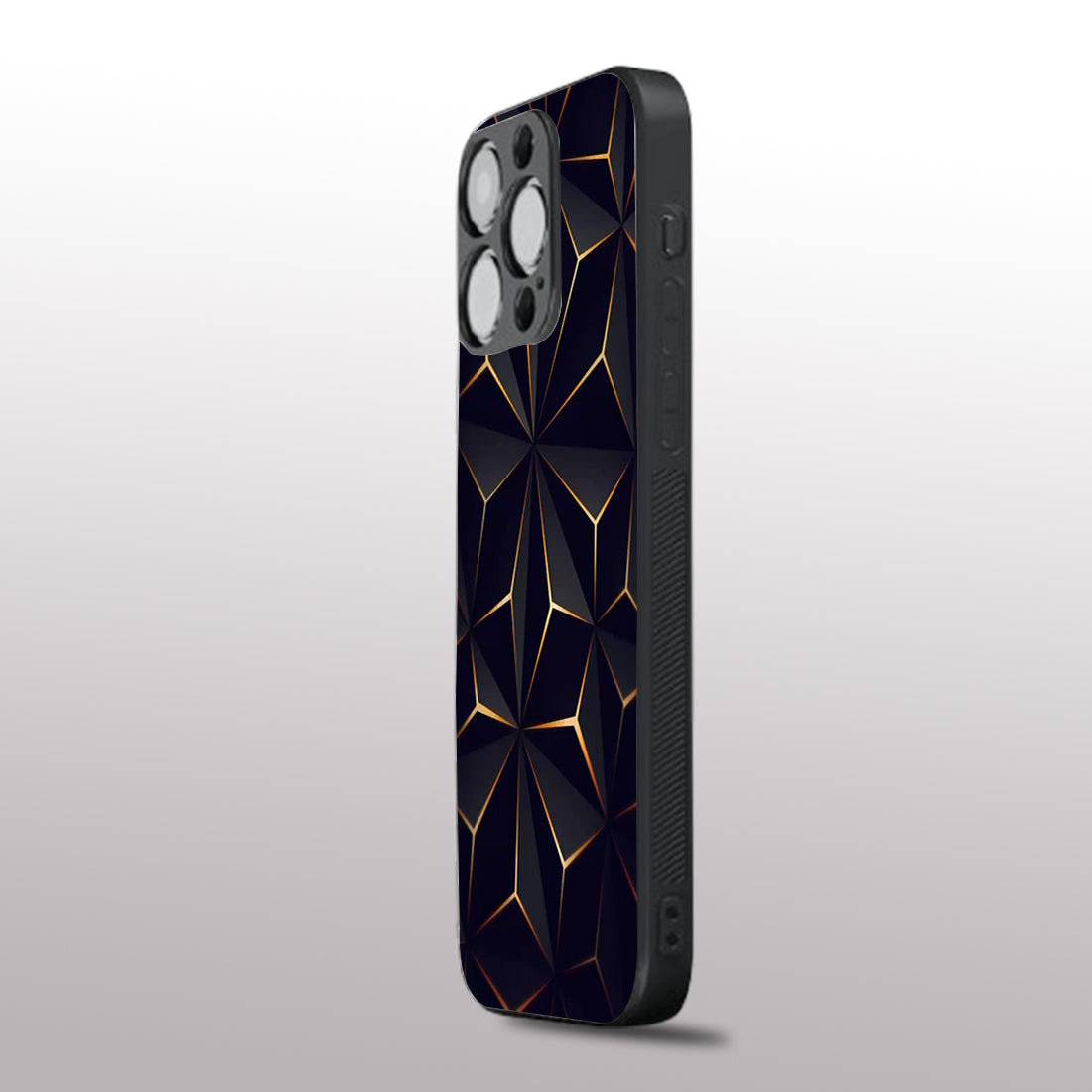 Golden Facets Geometric pattern phone case for iphone 16 pro | Glass case