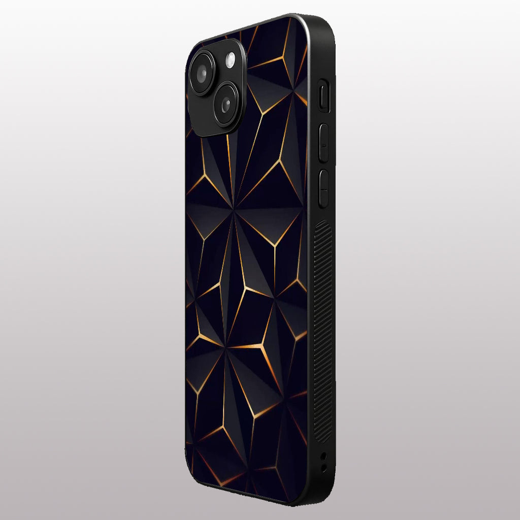 Golden Facets Geomettric pattern phone case for iphone 15 | Glass case
