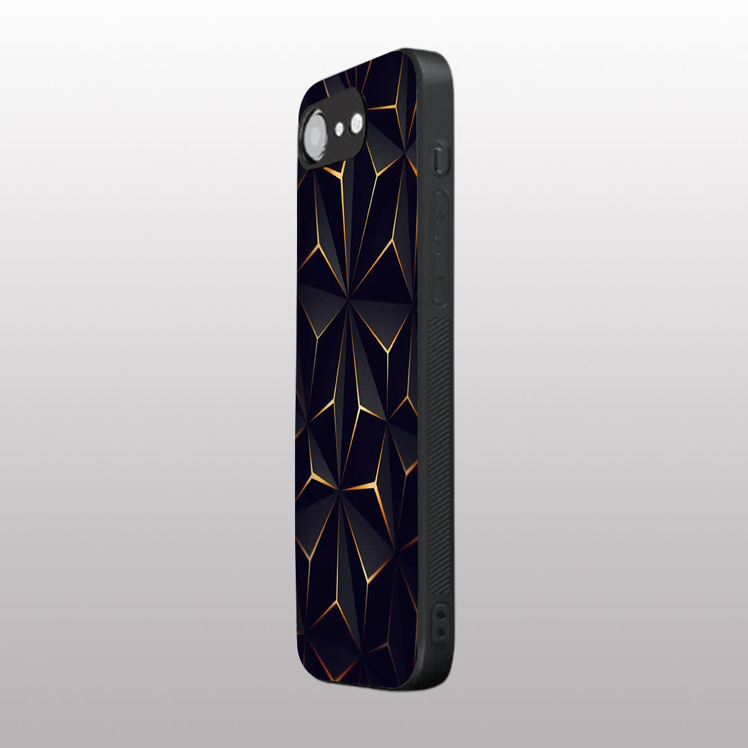 Golden Facets Geomettric pattern phone case for iphone 16E | Glass case
