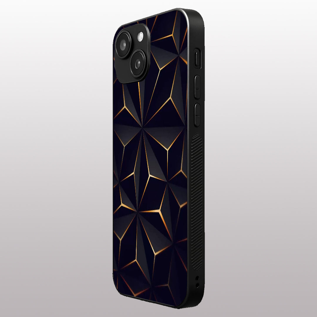 Golden Facets Geomettric pattern phone case for iphone 13 |Glass case
