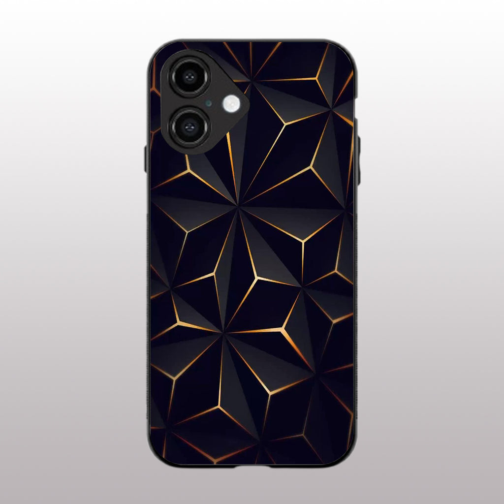 Golden Facets Geometric pattern phone case for iphone 16 | Glass case