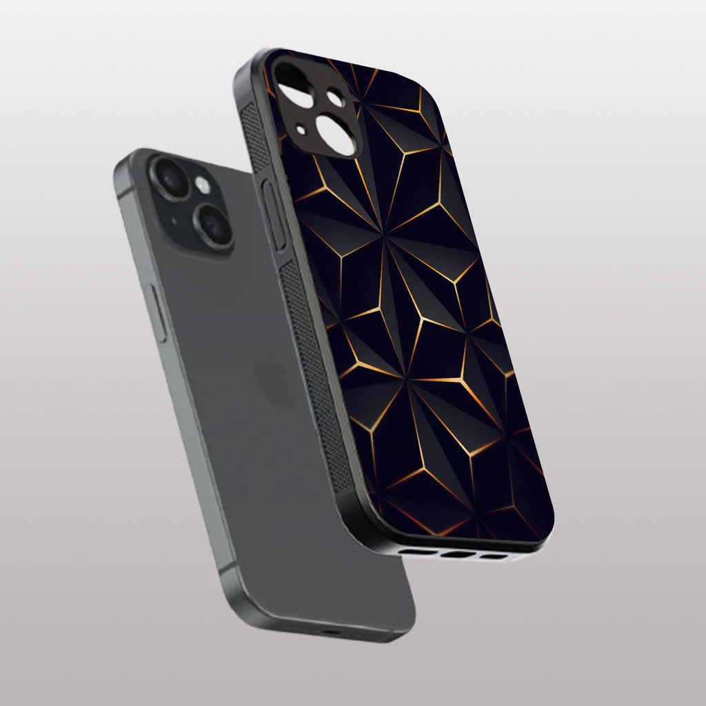 Golden Facets Geomettric pattern phone case for iphone 13 mini | Glass case