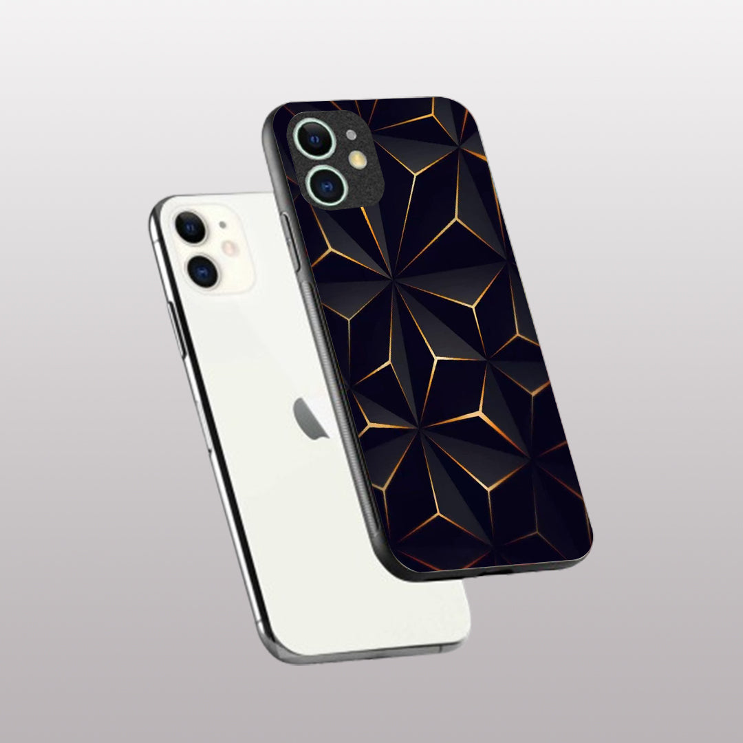 Golden Facets Geomettric pattern phone case for iphone 12 mini |Glass case