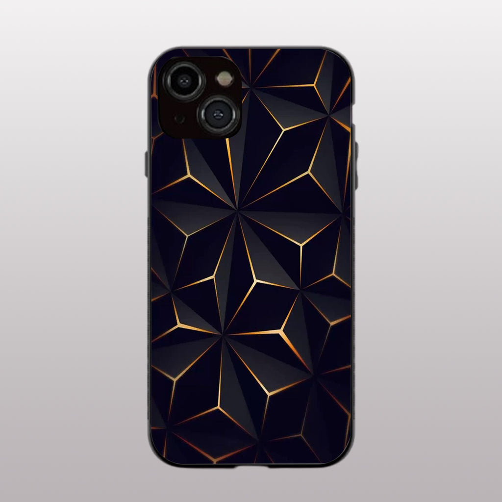 Golden Facets Geomettric pattern phone case for iphone 14 | Glass case