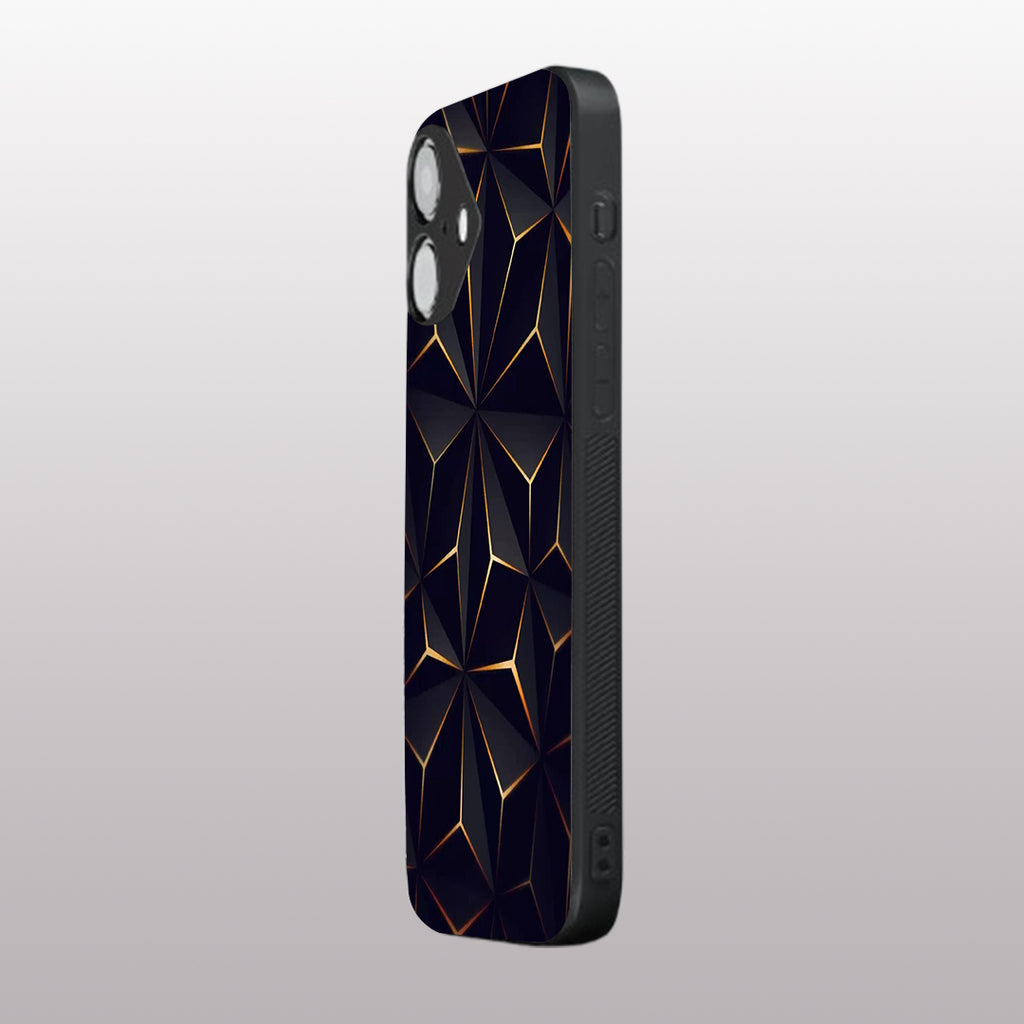Golden Facets Geometric pattern phone case for iphone 16 plus | Glass case
