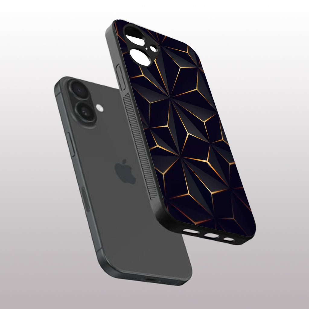 Golden Facets Geometric pattern phone case for iphone 16 | Glass case