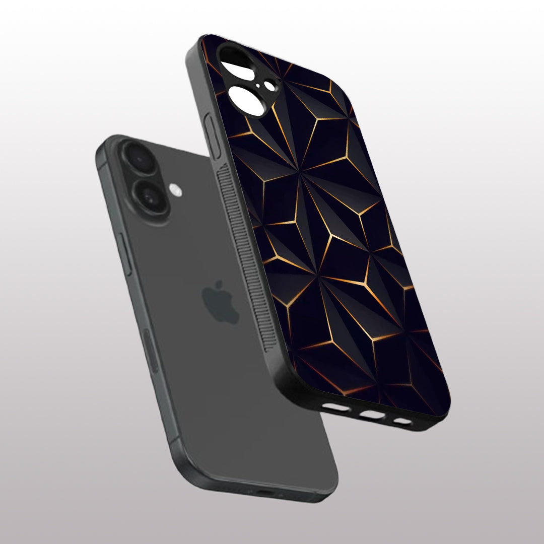 Golden Facets Geometric pattern phone case for iphone 16 | Glass case