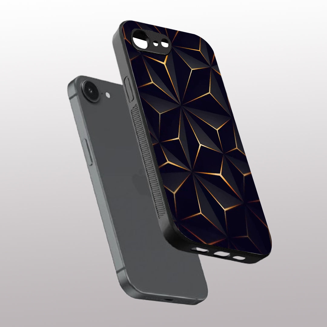 Golden Facets Geomettric pattern phone case for iphone 16E | Glass case