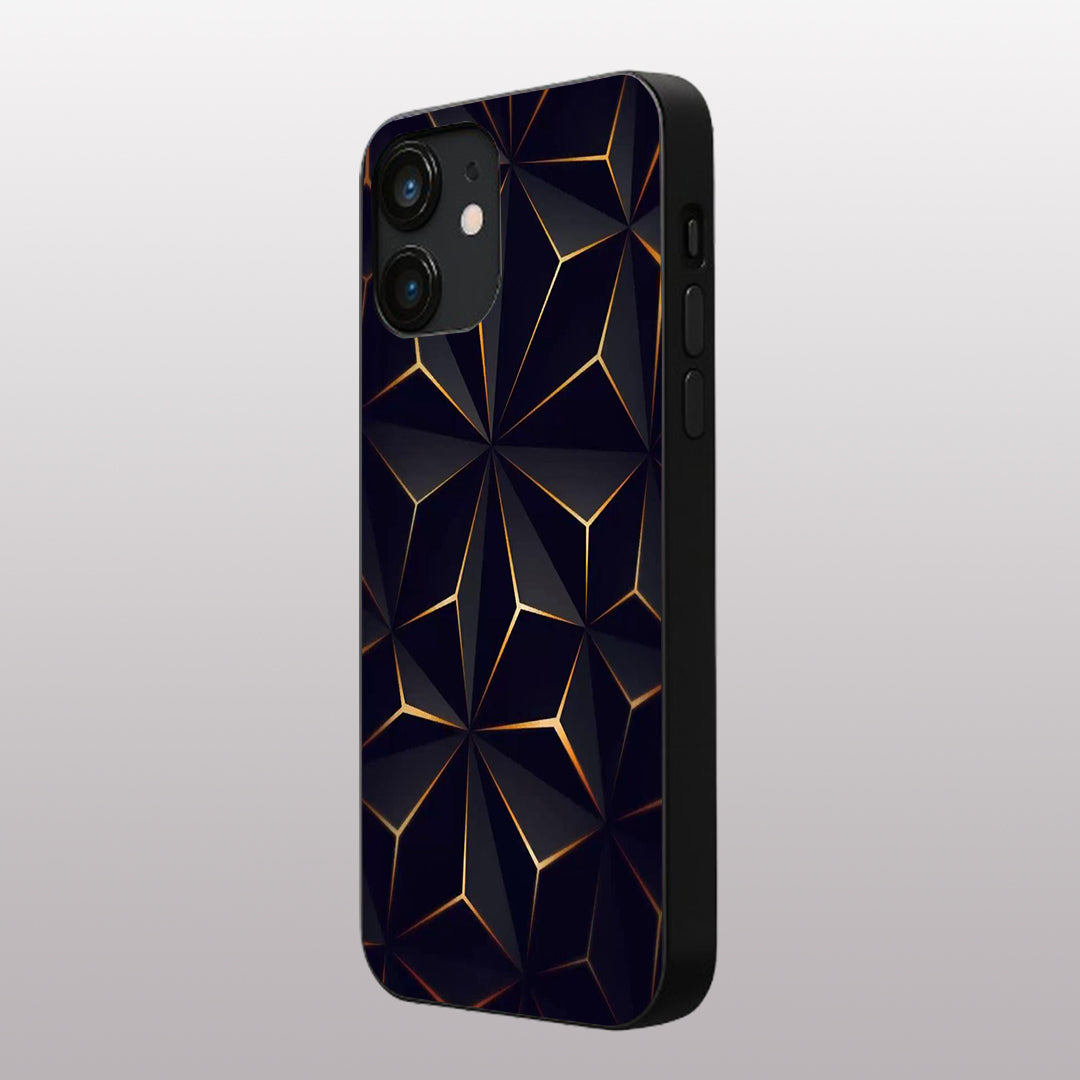 Golden Facets Geomettric pattern phone case for iphone 12 mini |Glass case
