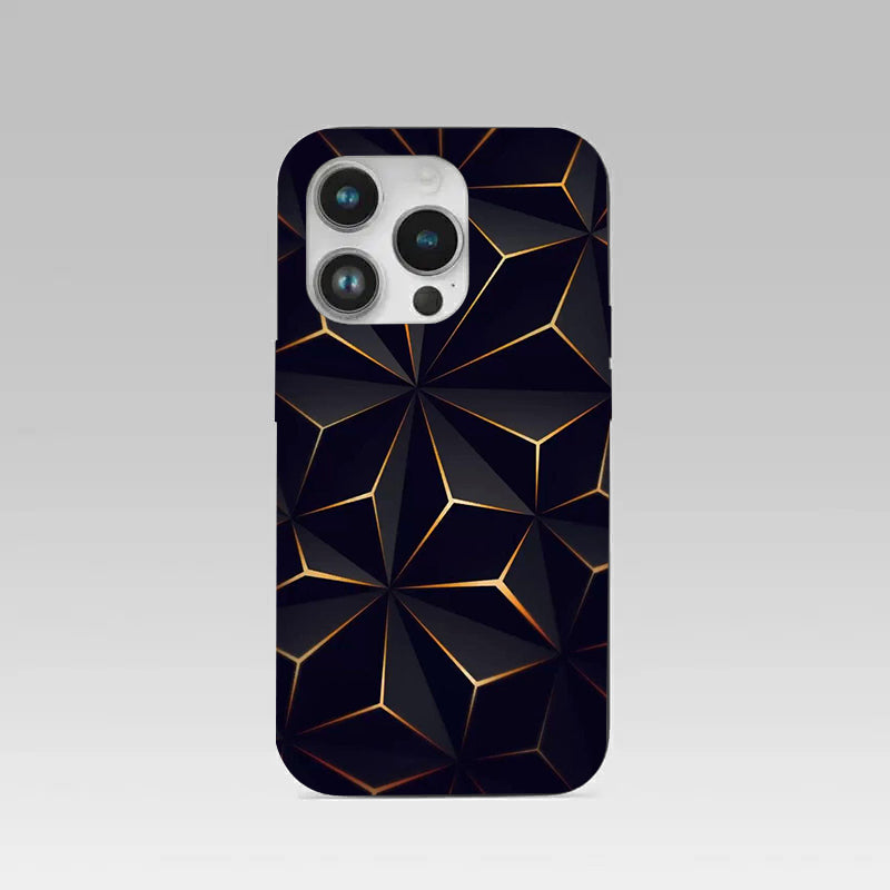 Golden Facets Geomettric pattern phone case for iphone 14 pro | Glass case