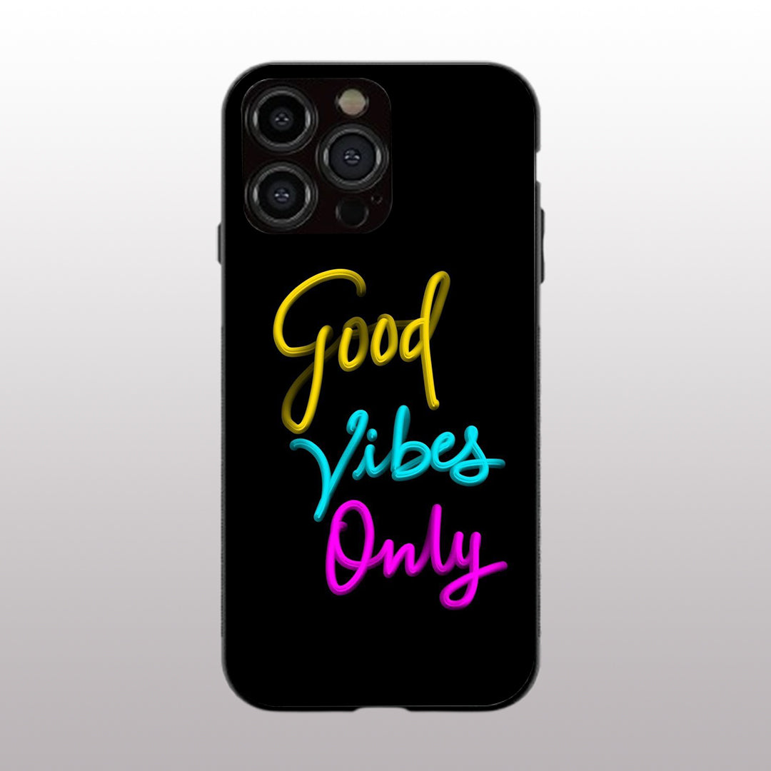 Good Vibes Only pattern phone case for iphone 14 pro max | Glass case