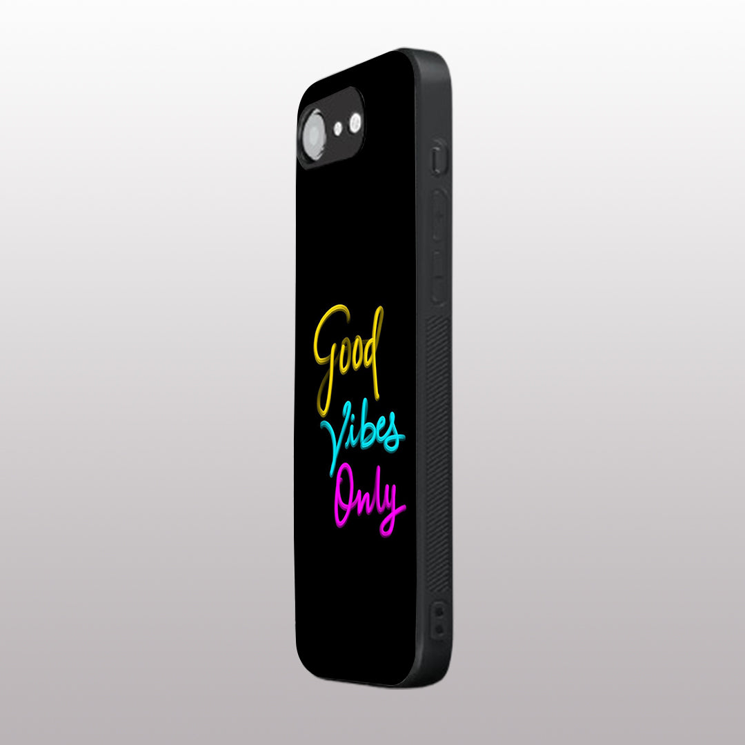Good Vibes Only pattern phone case for iphone 16E | Glass case