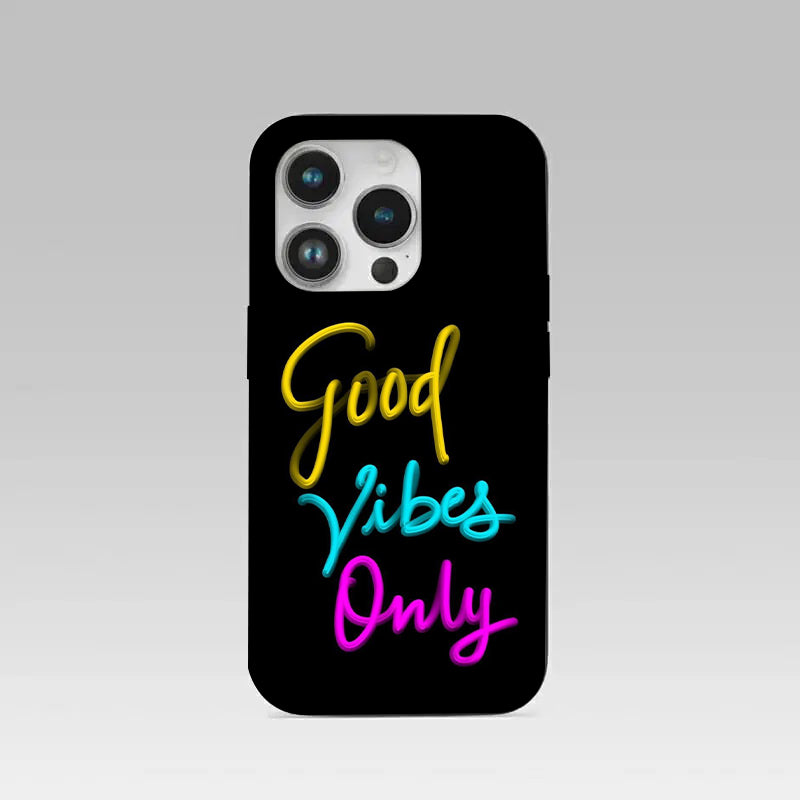 Good Vibes Only pattern phone case for iphone 14 pro | Glass case