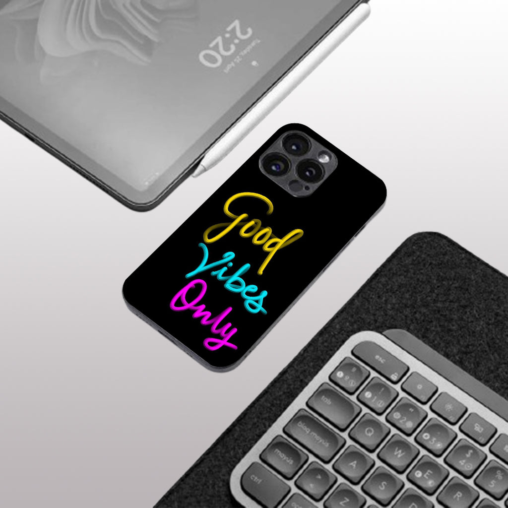 Good Vibes Only pattern phone case for iphone 15 pro max | Glass case