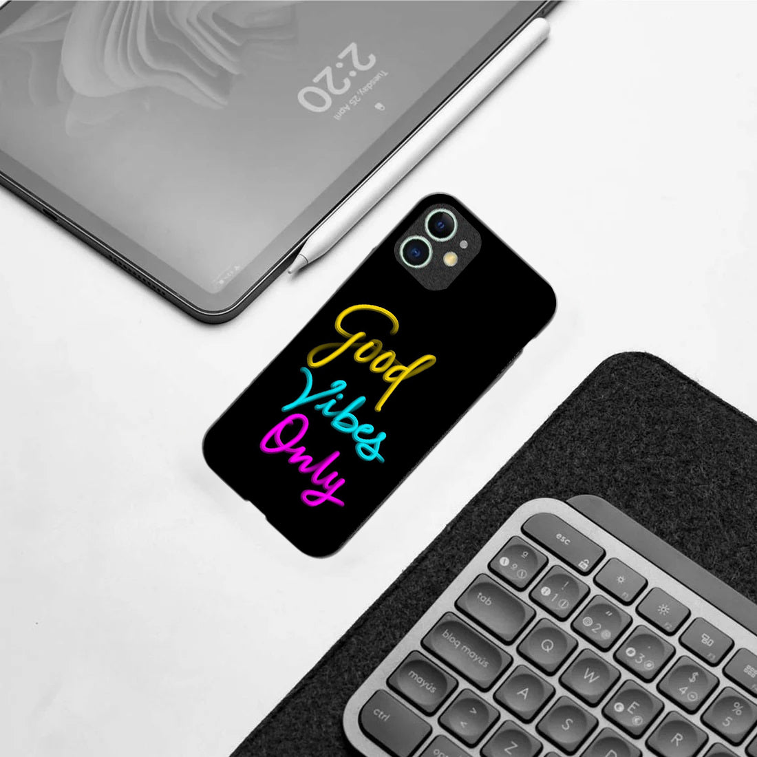 Good Vibes Only pattern phone case for iphone 12 mini | Glass case