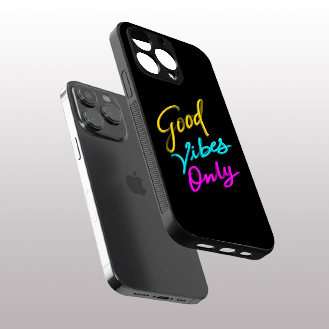 Good Vibes Only pattern phone case for iphone 15 pro | Glass case