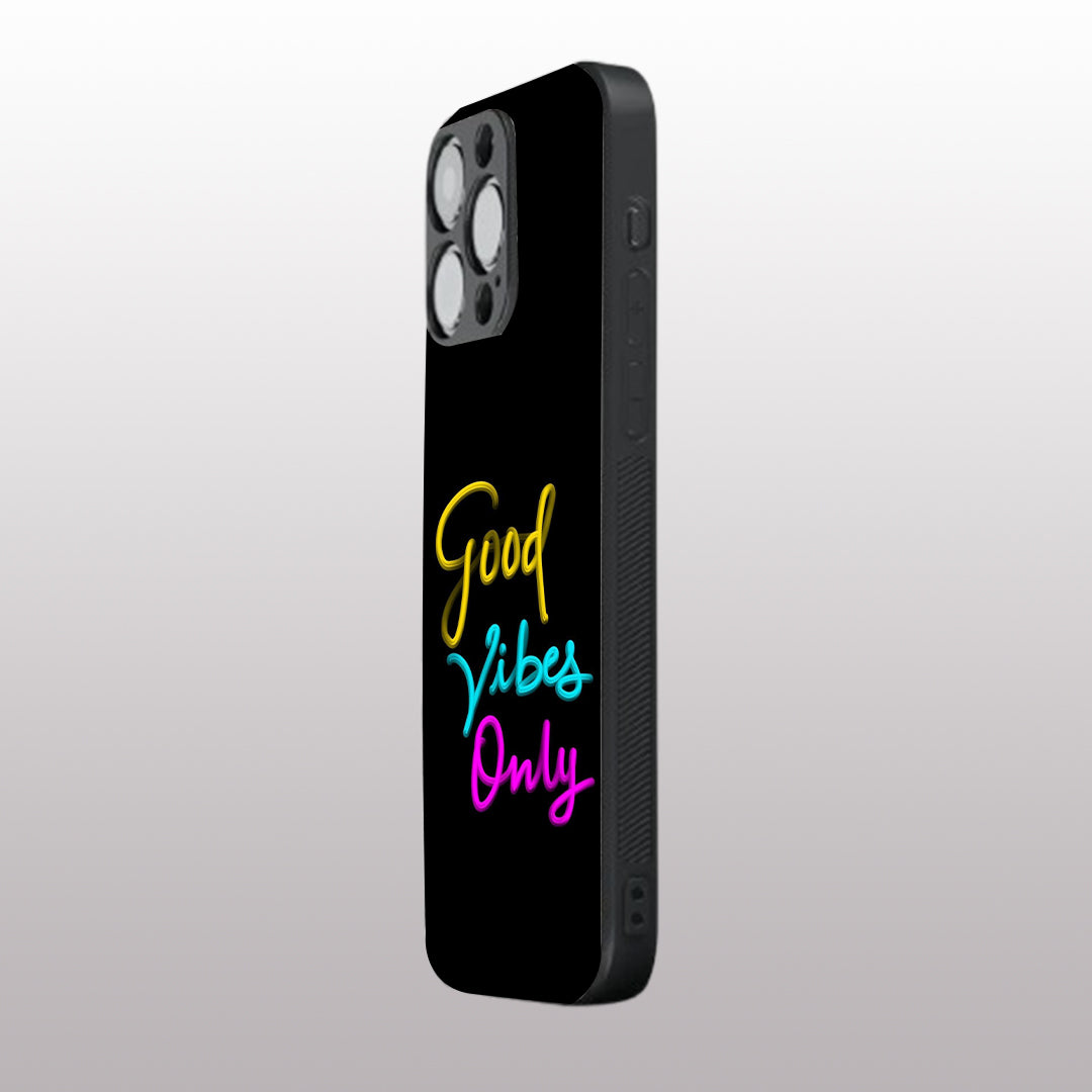 Good Vibes Only pattern phone case for iphone 14 pro max | Glass case