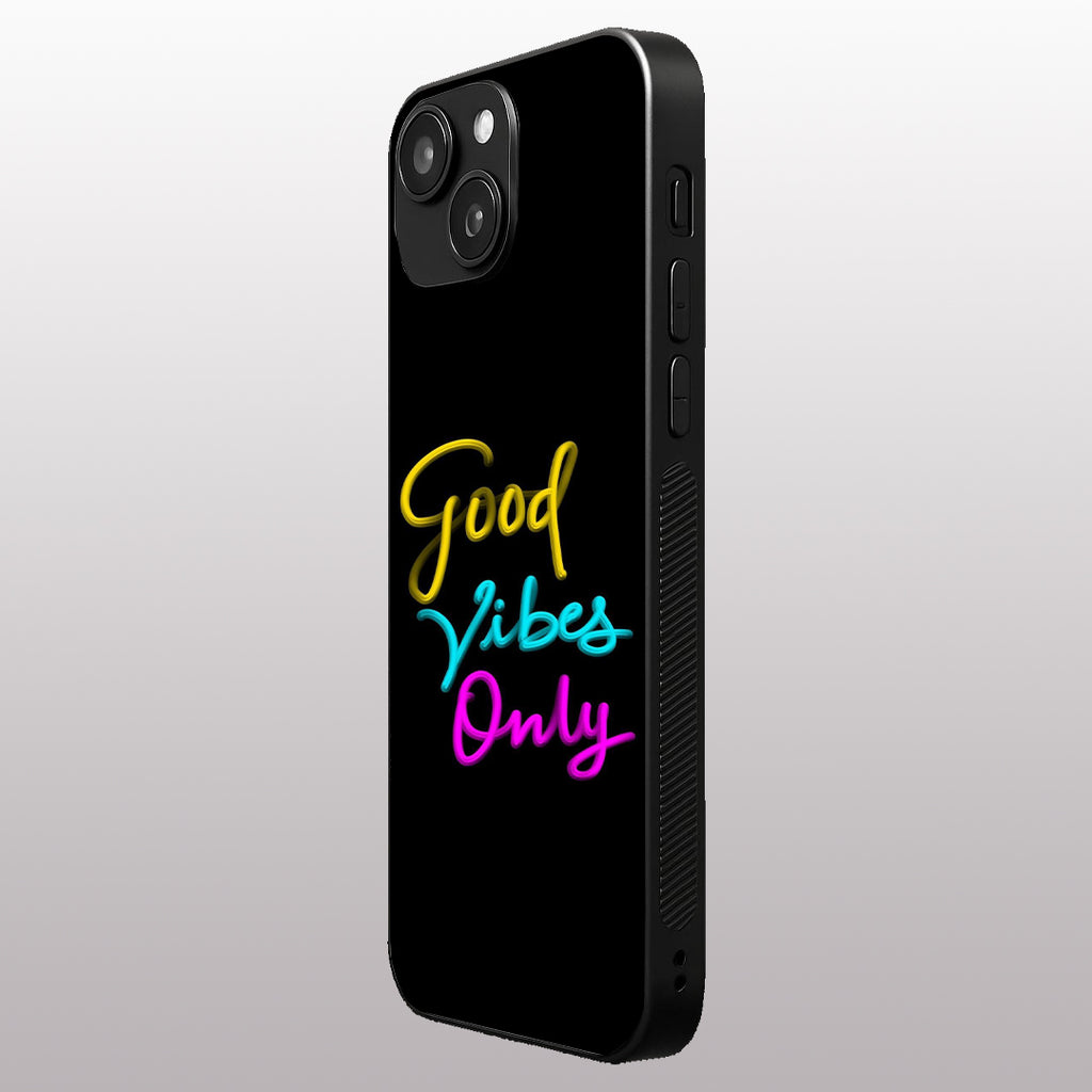 Good Vibes Only pattern phone case for iphone 14 plus |Glass case