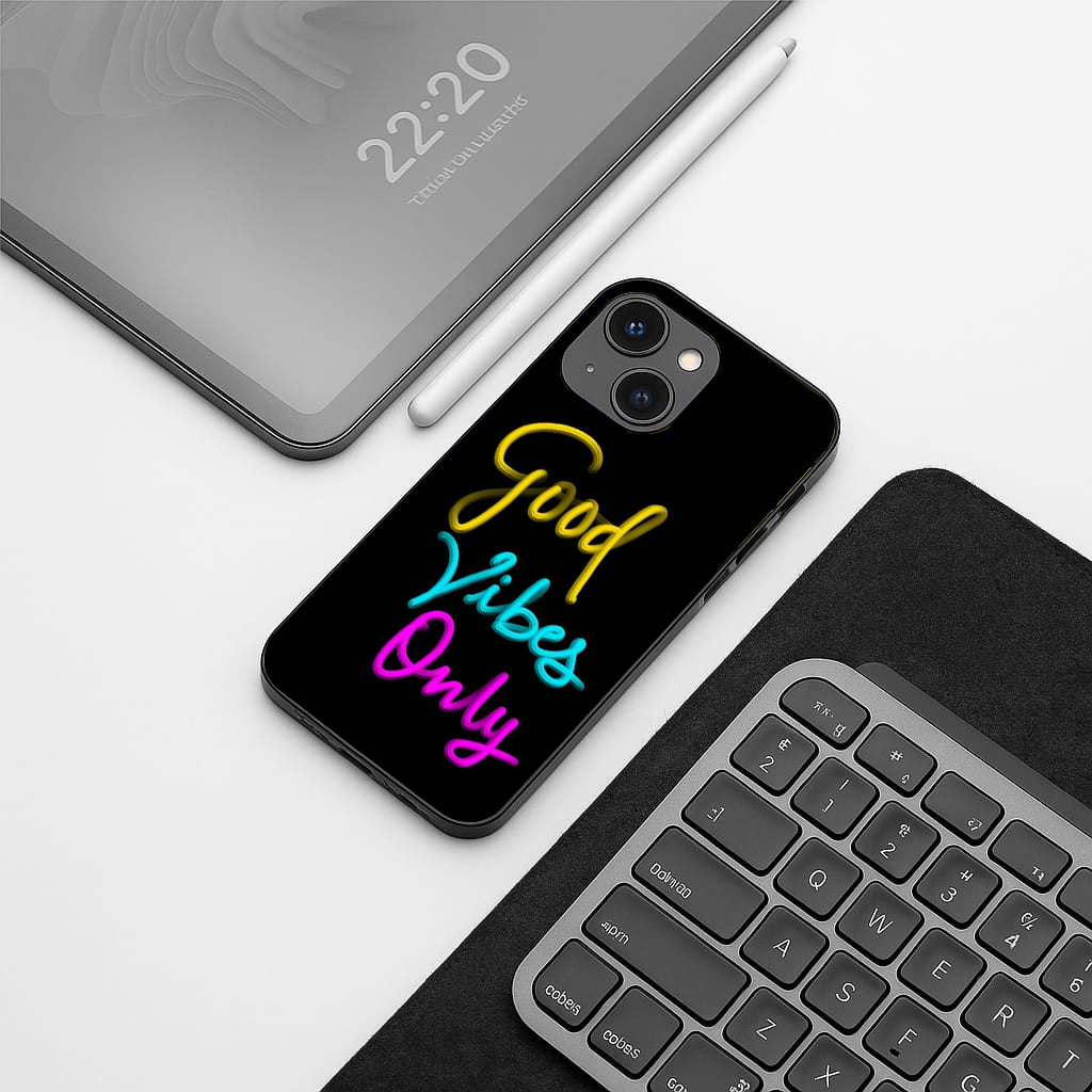 Good Vibes Only pattern phone case for iphone 15 | Glass case