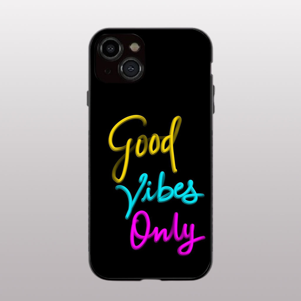 Good Vibes Only pattern phone case for iphone 15 plus | Glass case