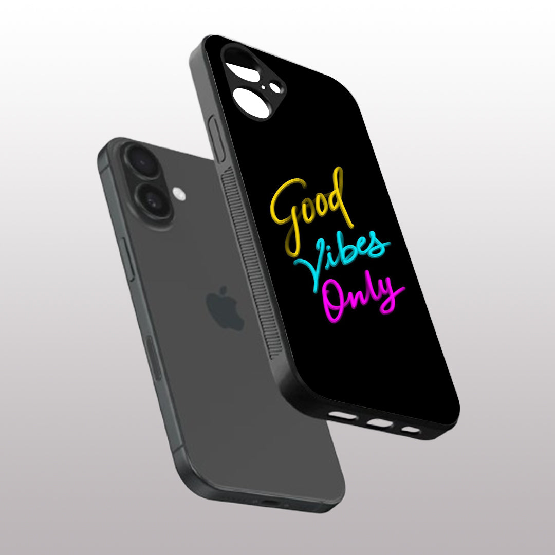 Good Vibes Only pattern phone case  for iphone 16 plus | Glass case