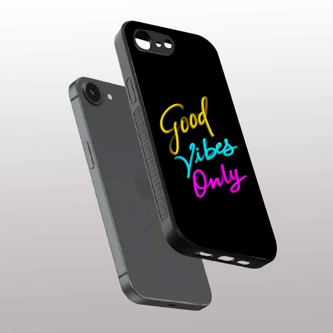 Good Vibes Only pattern phone case for iphone 16E | Glass case