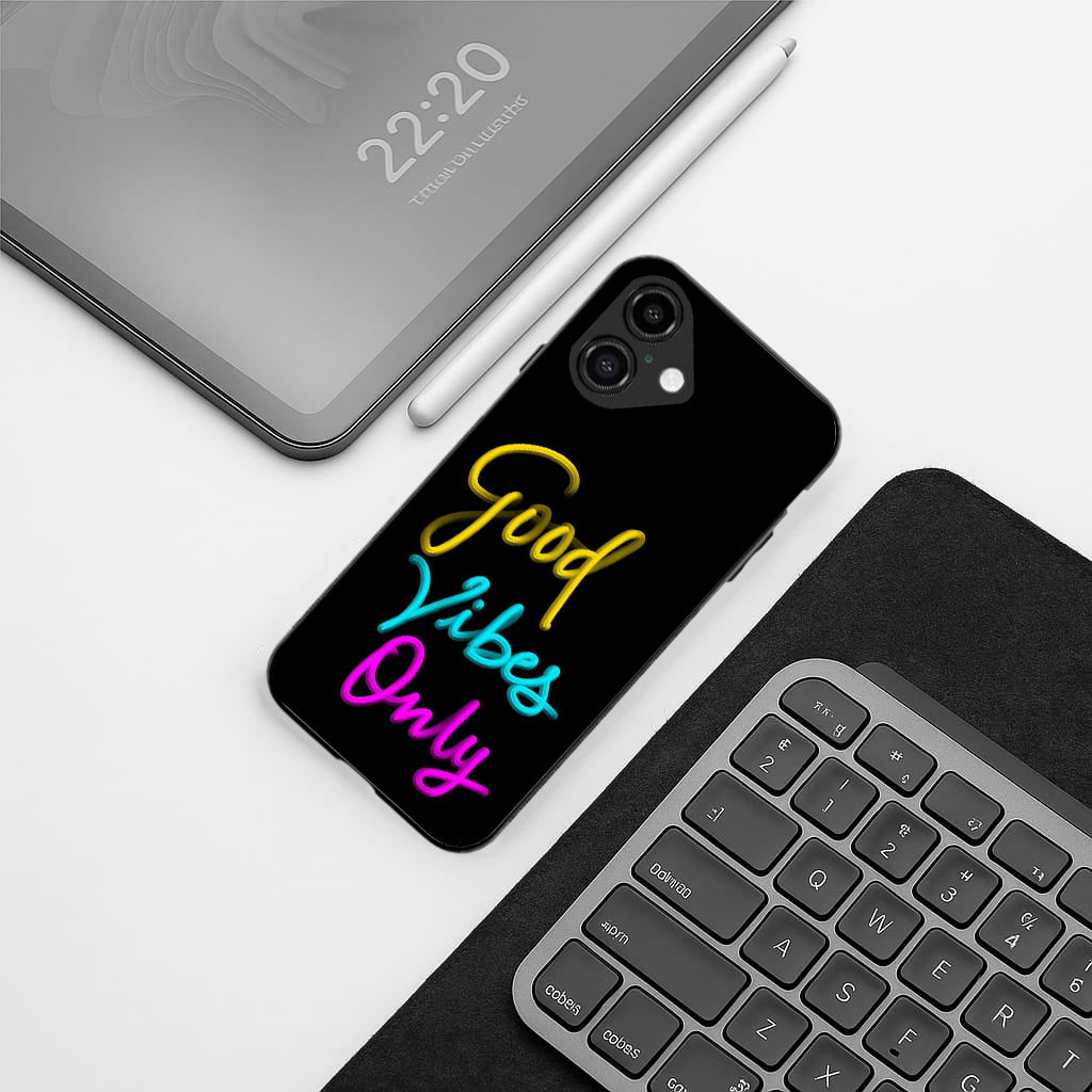 Good Vibes Only pattern phone case  for iphone 16 plus | Glass case