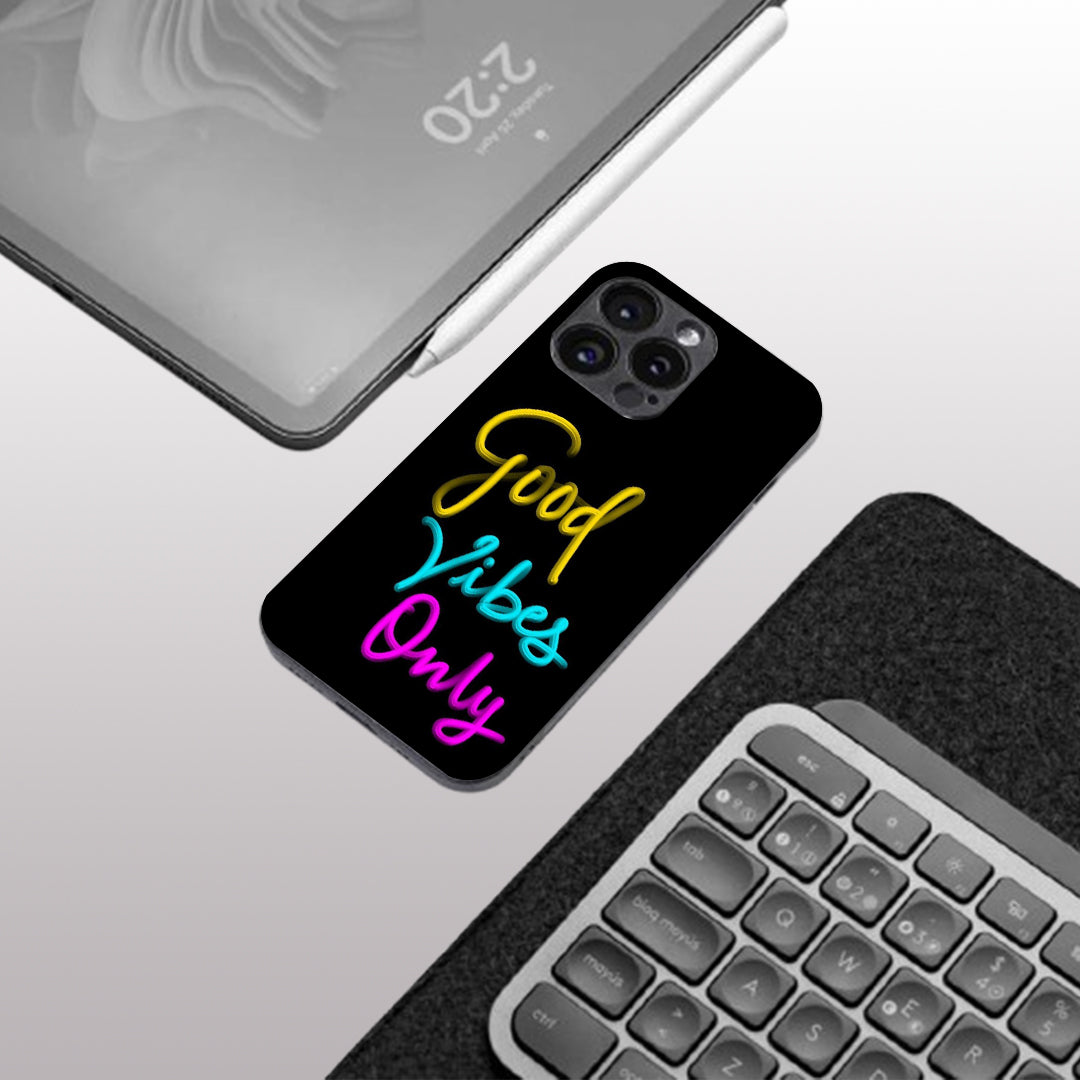 Good Vibes Only pattern phone case for iphone 14 pro max | Glass case
